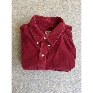 Chaps Ralph Lauren Corduroy Button Down Shirt Mens Large Maroon Casual Y2K‎